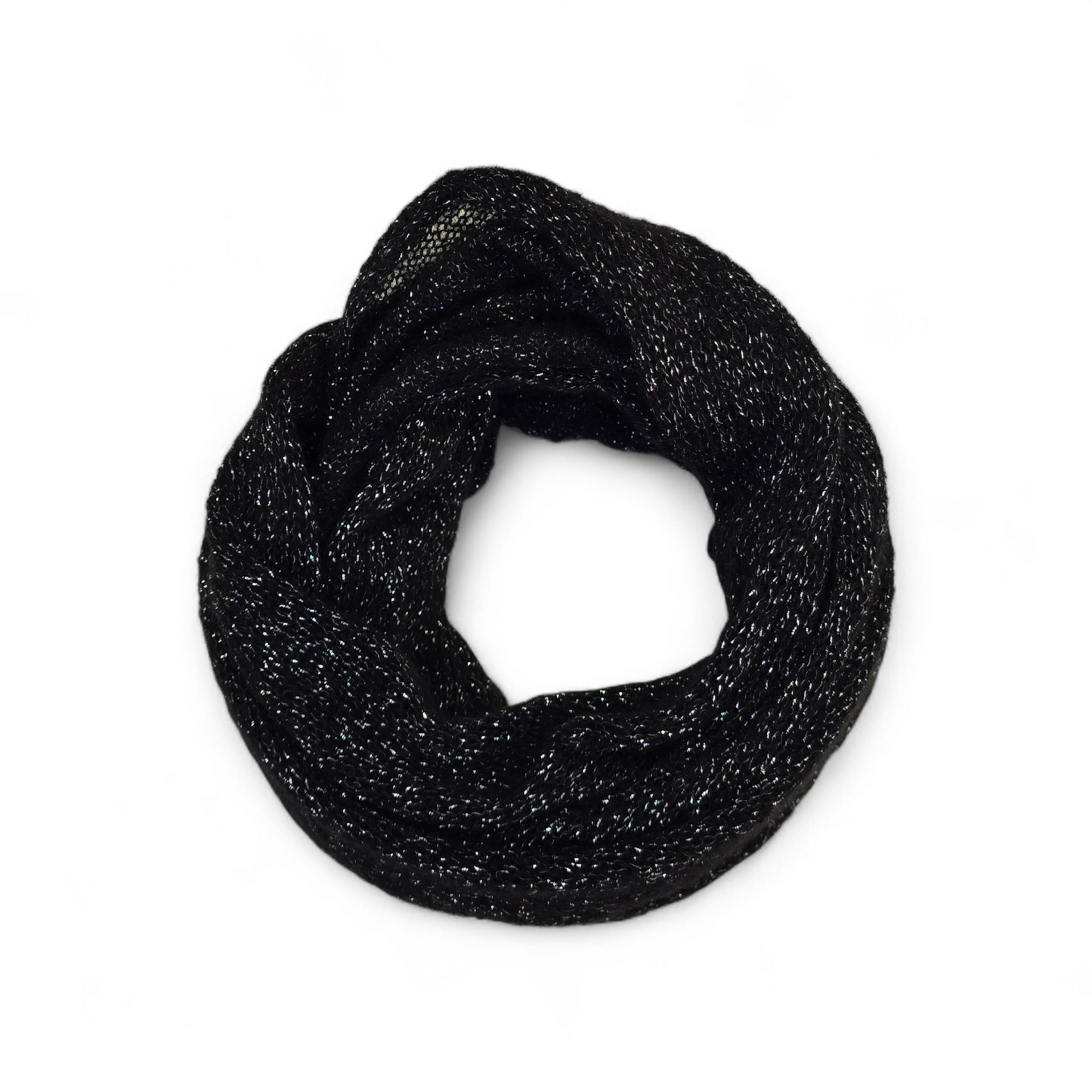 Schwarzer, silberglitzernder Infinity-Schal