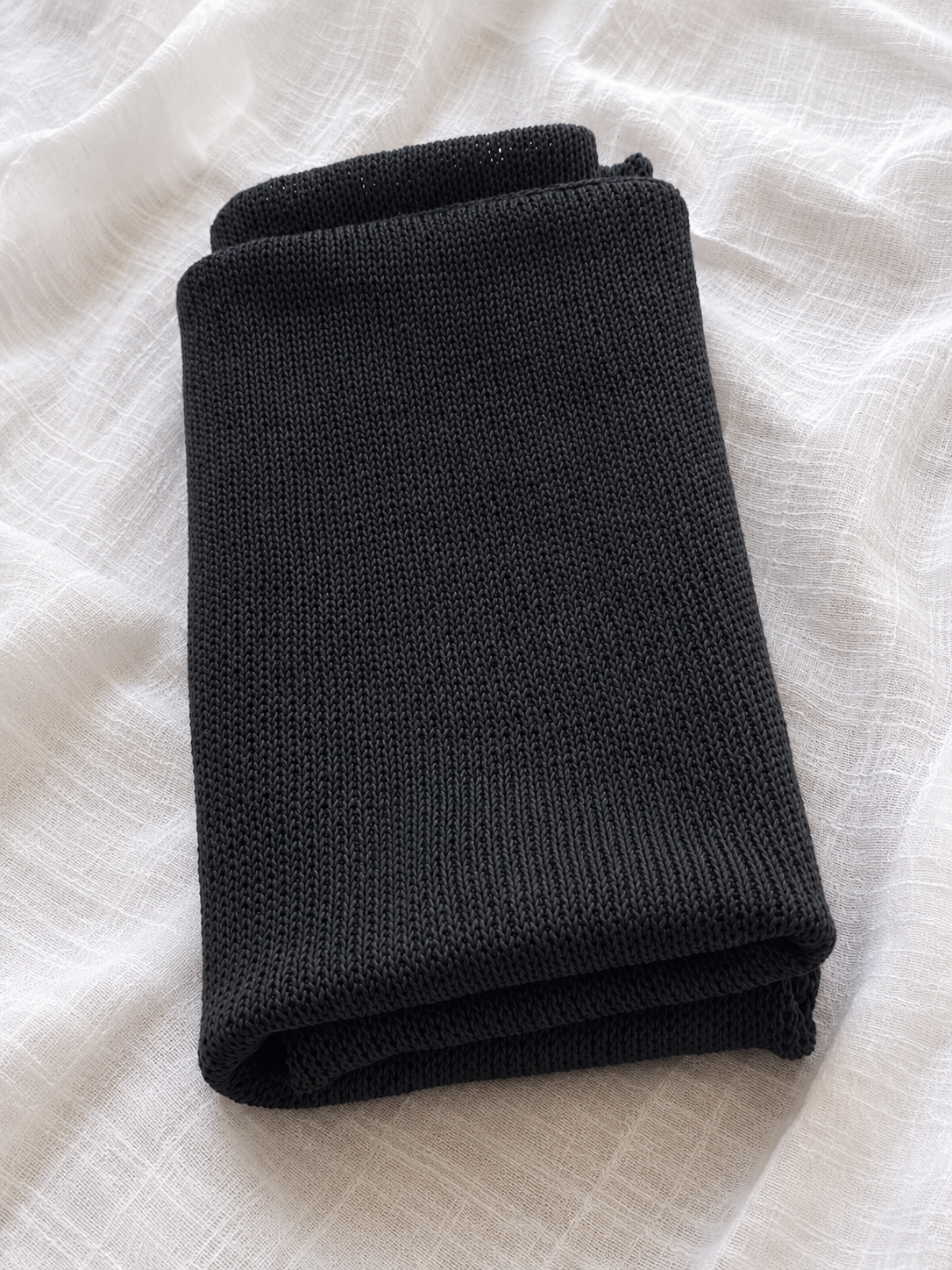 Folded Charcoal Grey Limited Edition linen blend infinity scarf.