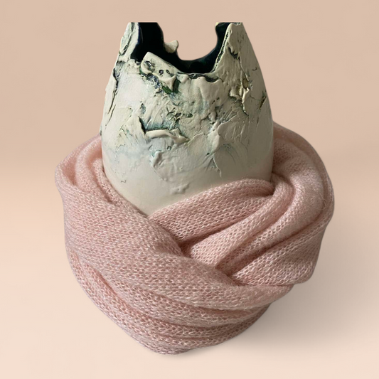 LIGHT BABY PINK SILK MOHAIR INFINITY SCARF