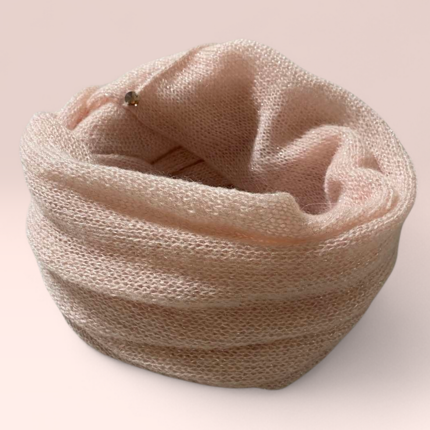 LIGHT BABY PINK SILK MOHAIR INFINITY SCARF