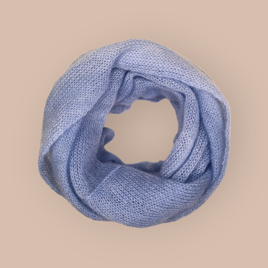 LIGHT BLUE SILK MOHAIR INFINITY SCARF