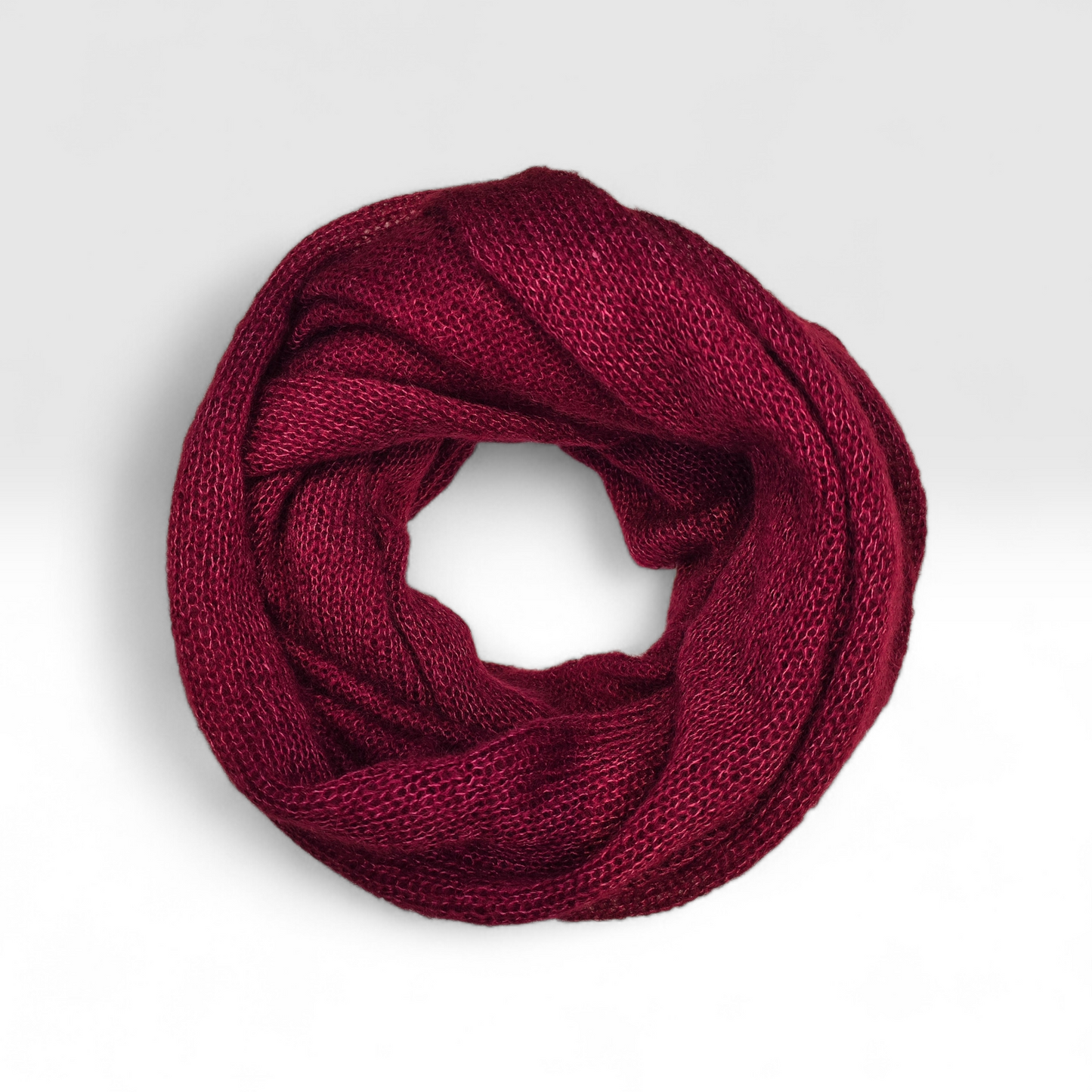 BURGUNDY SILK MOHAIR INFINITY SCARF