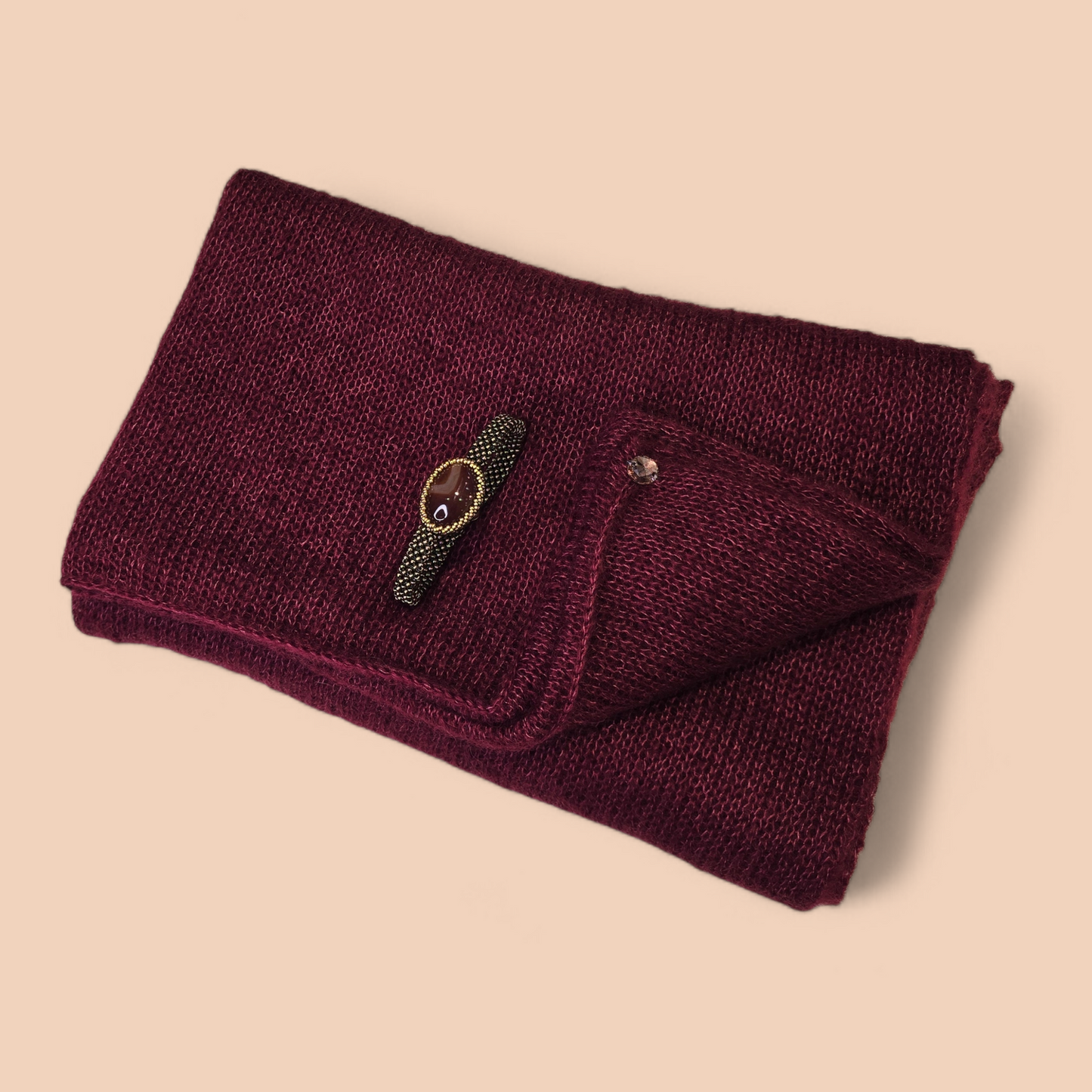 BURGUNDY SILK MOHAIR INFINITY SCARF