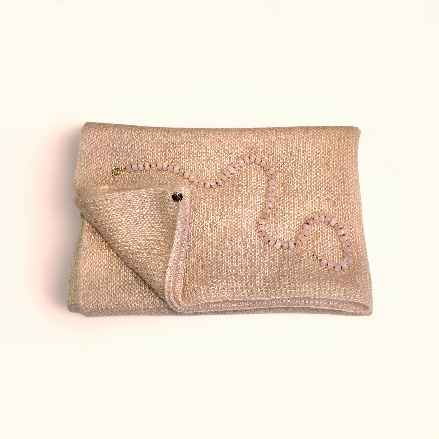 LIGHT BABY PINK SILK MOHAIR INFINITY SCARF