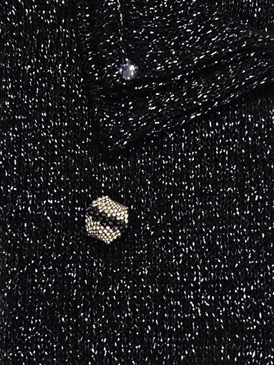 Black color silver sparkling infinity scarf