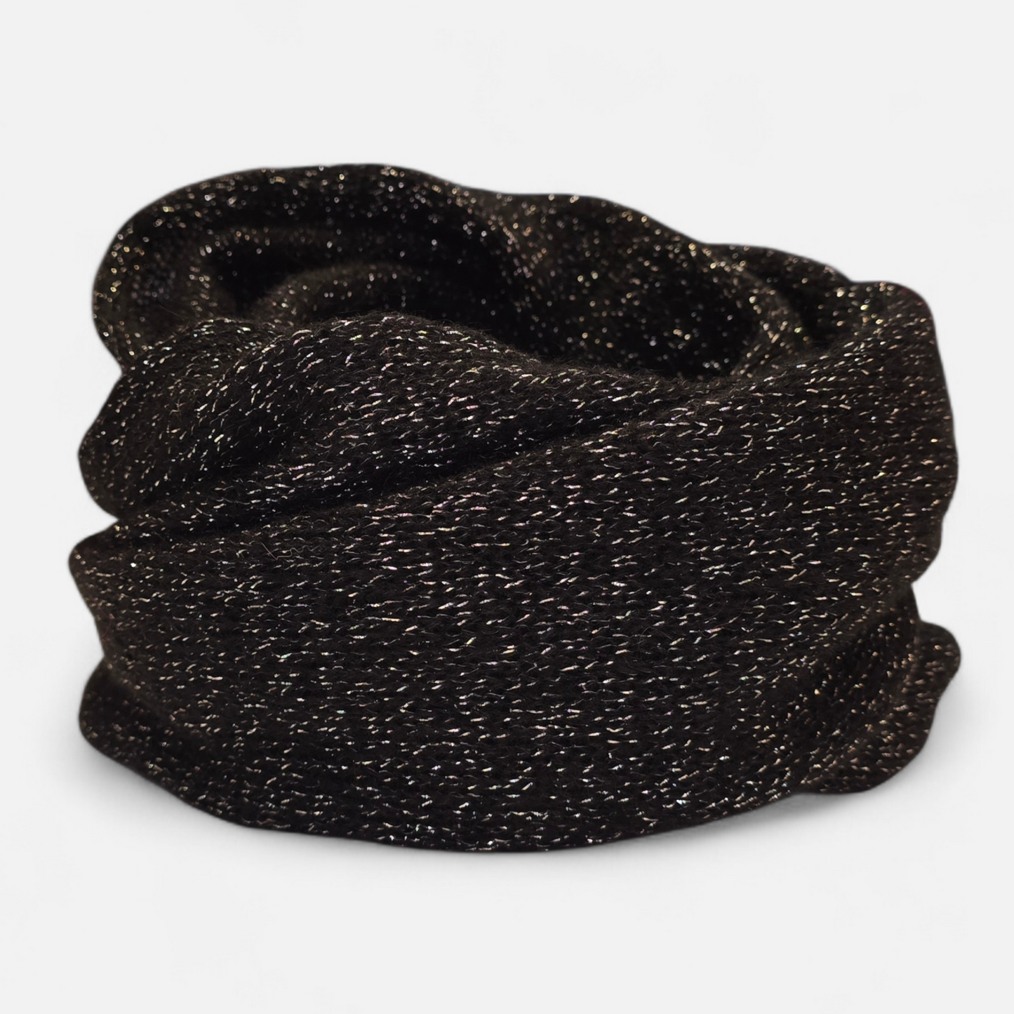 Schwarzer, silberglitzernder Infinity-Schal