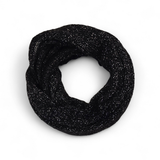 Black color silver sparkling infinity scarf