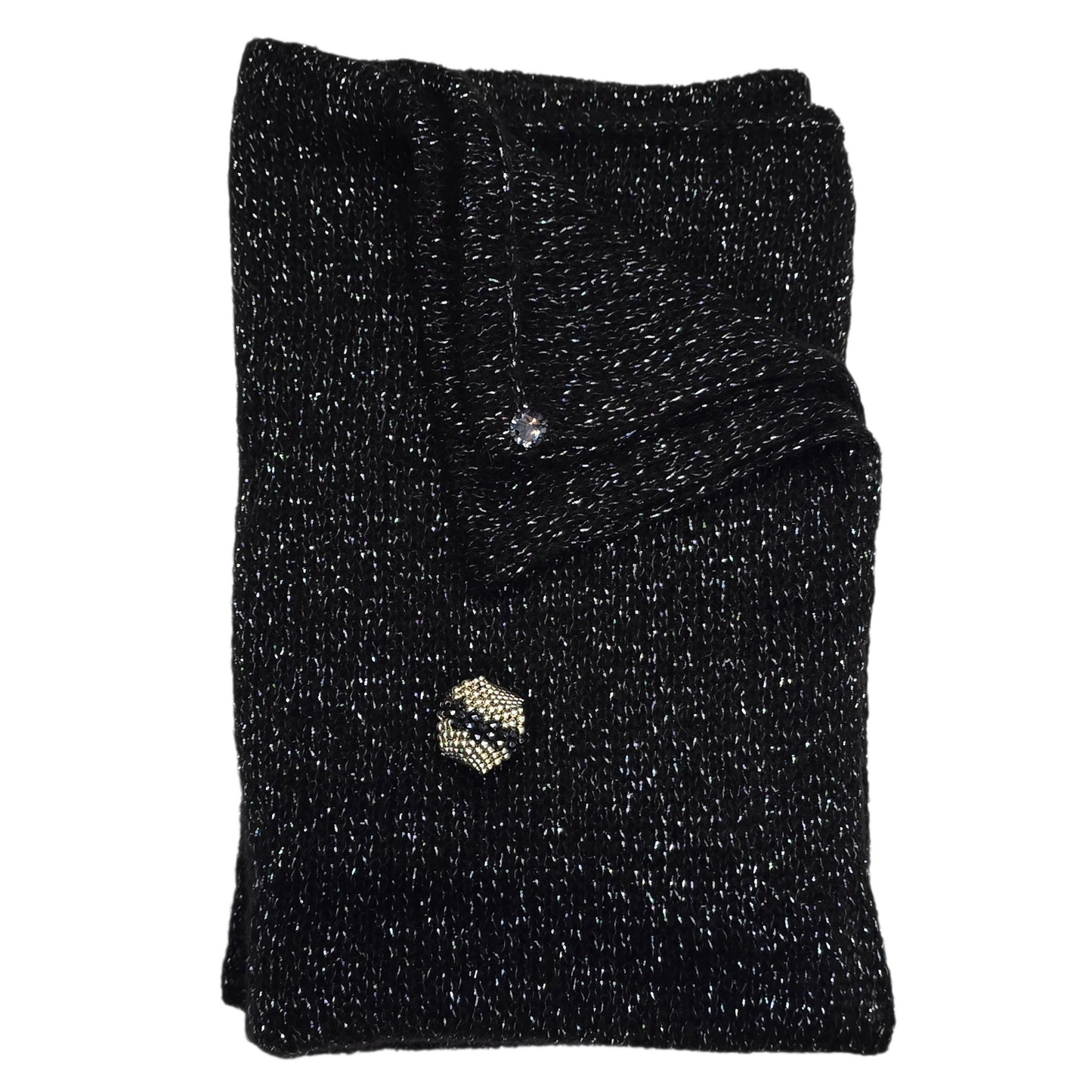 Schwarzer, silberglitzernder Infinity-Schal