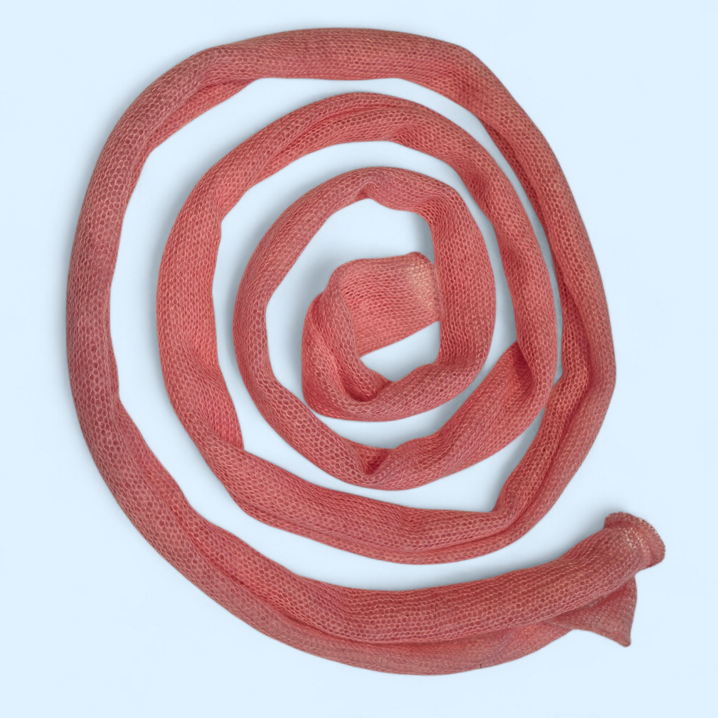 Langer, schmaler Strickschal aus Mohairseide – Rosa