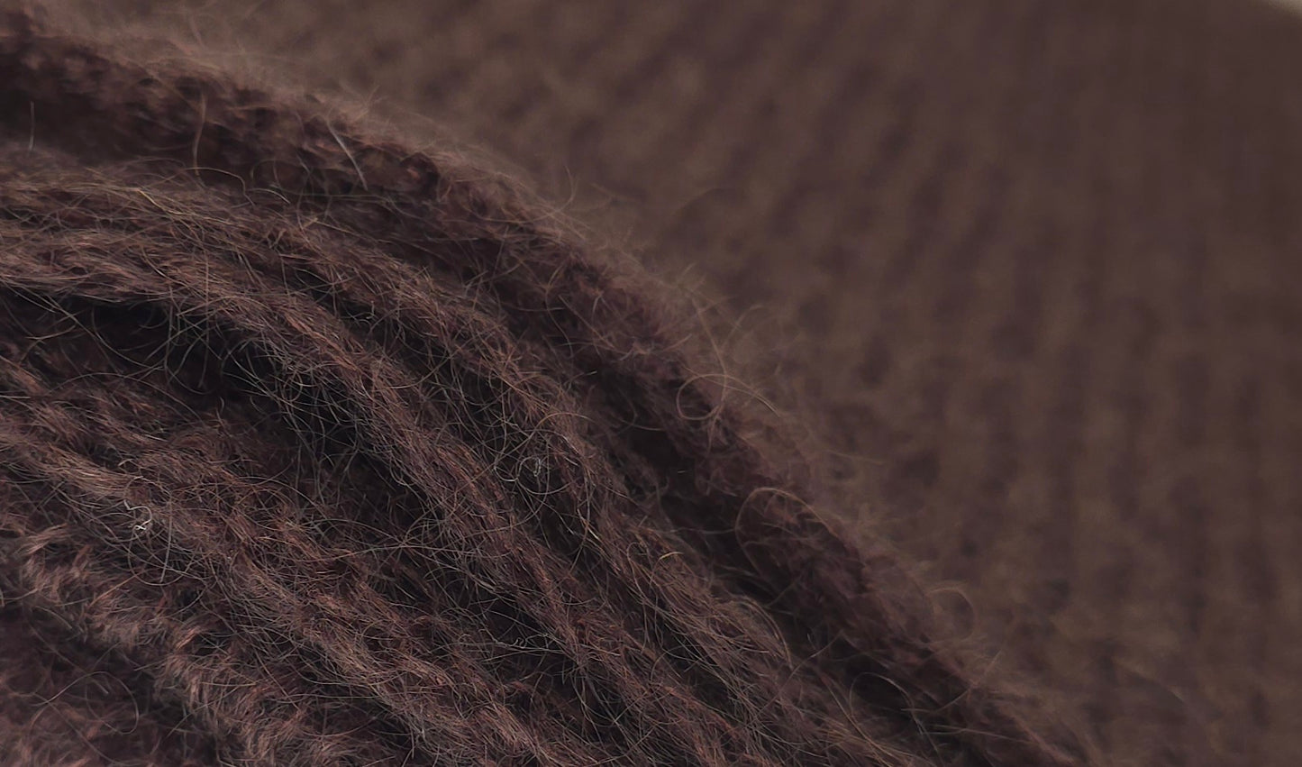 Mohair Silk Knitted Long Big Scarf Shawl / Dark Brown Color