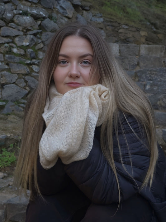 Champagne color sparkling infinity scarf