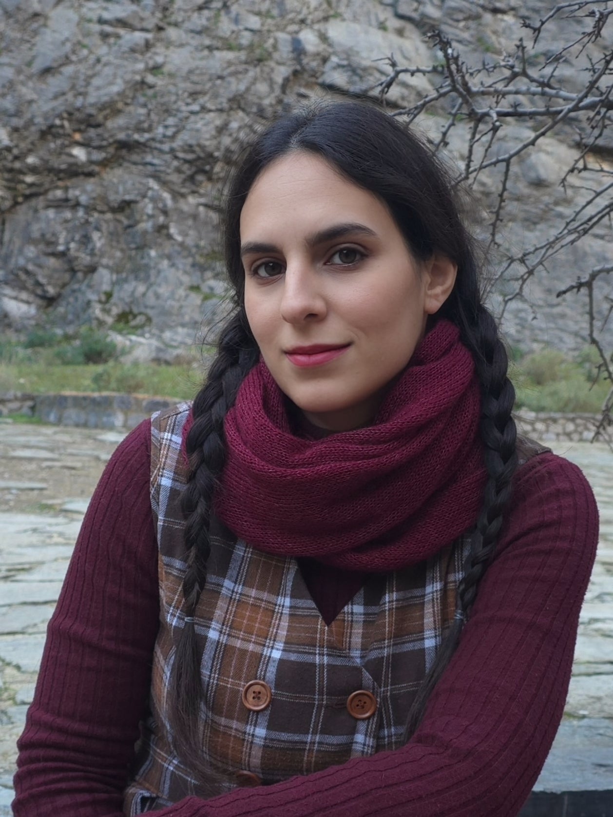 BURGUNDY SILK MOHAIR INFINITY SCARF