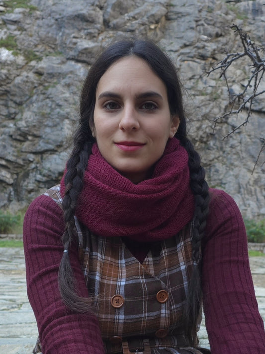 BURGUNDY SILK MOHAIR INFINITY SCARF