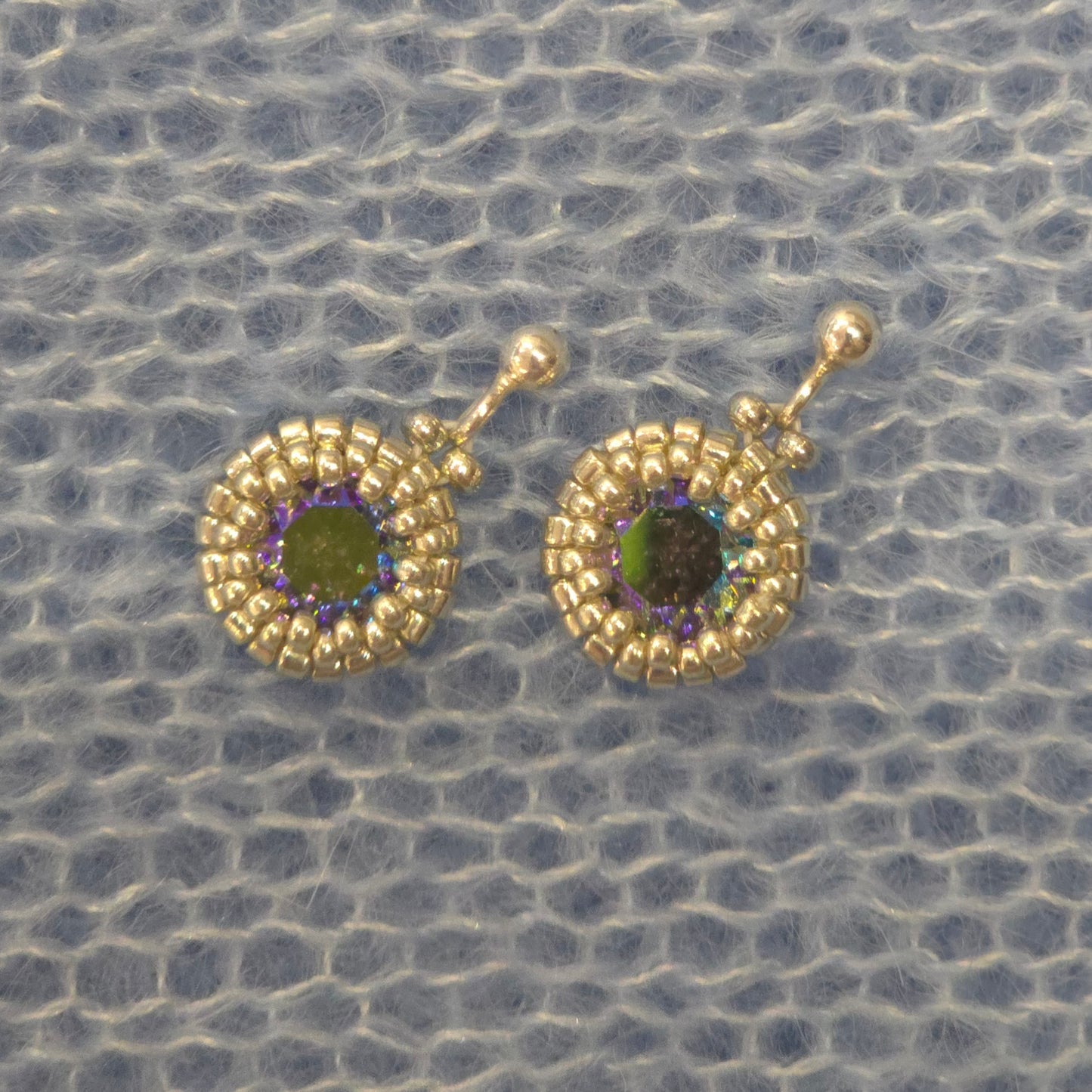 Chameleon Crystal Solid Sterling Silver Stud Earrings