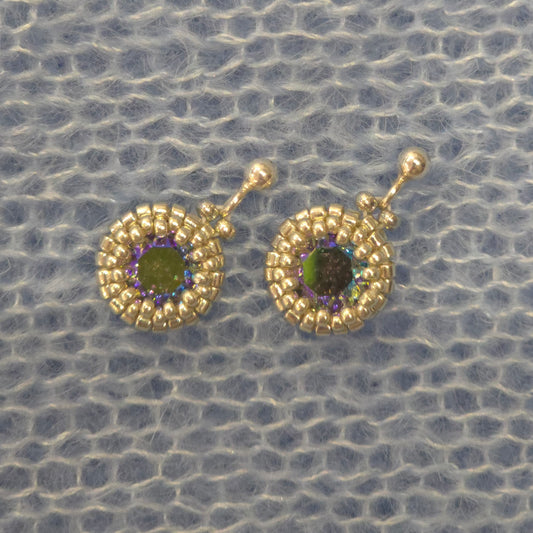 Chameleon Crystal Solid Sterling Silver Stud Earrings