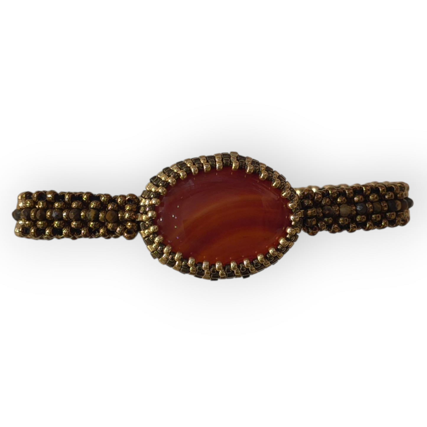 Armband aus Gold und Bronze mit Karneol-Cabochon-Perlen