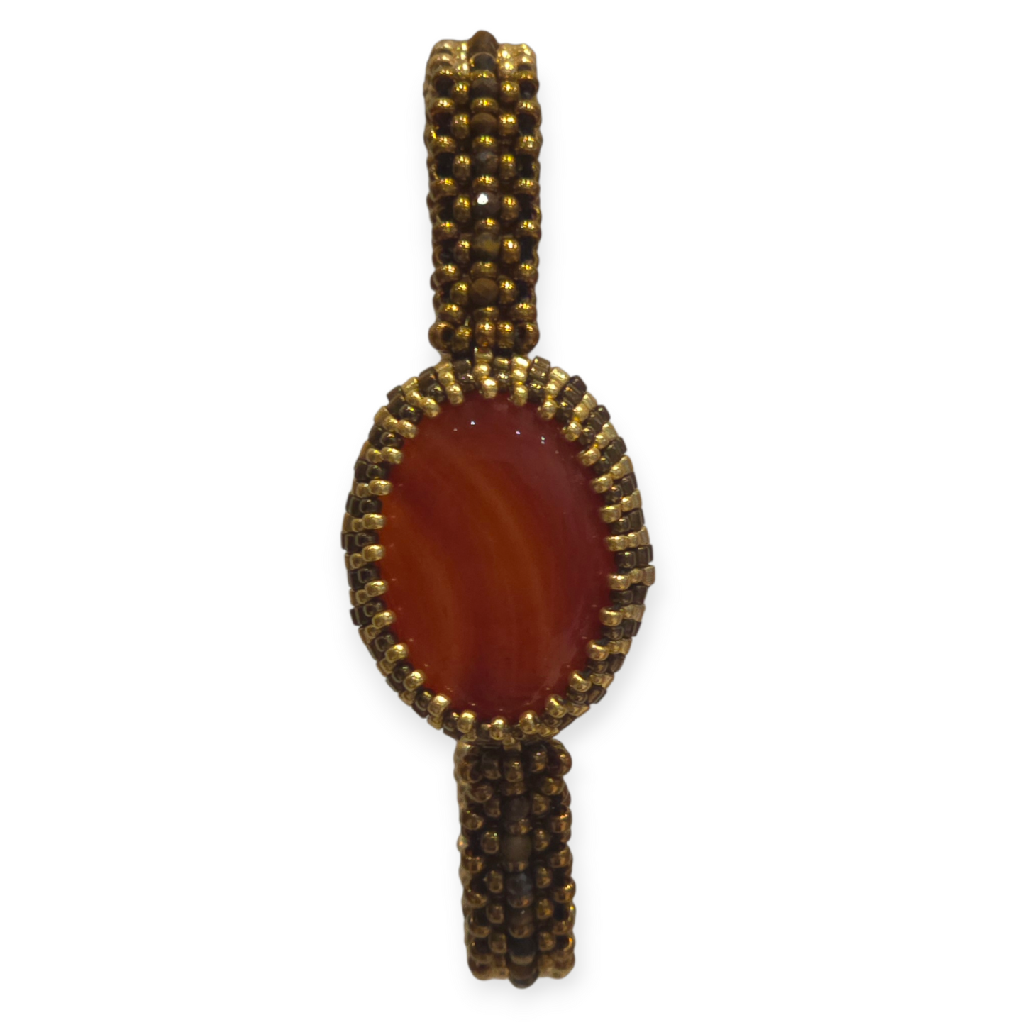 Armband aus Gold und Bronze mit Karneol-Cabochon-Perlen