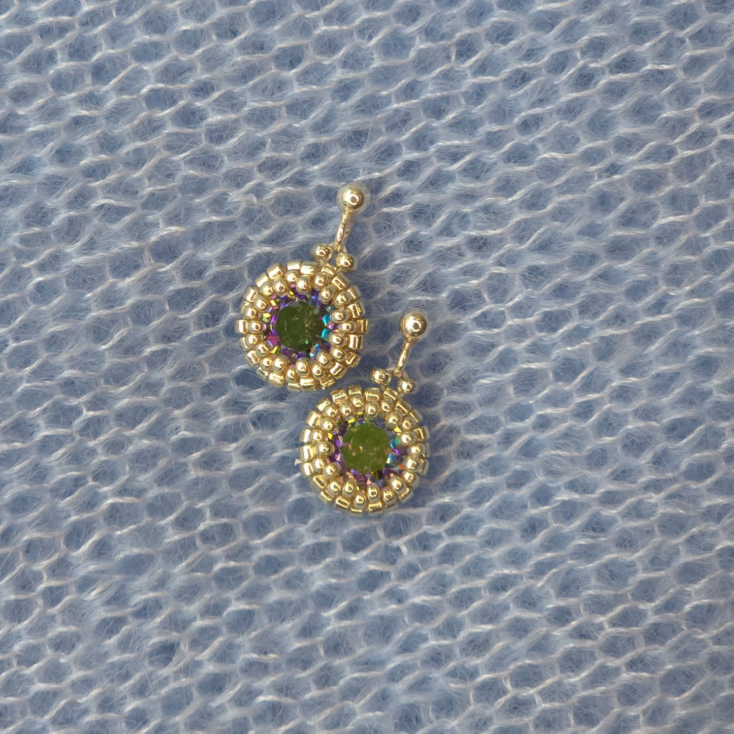 Chameleon Crystal Solid Sterling Silver Stud Earrings