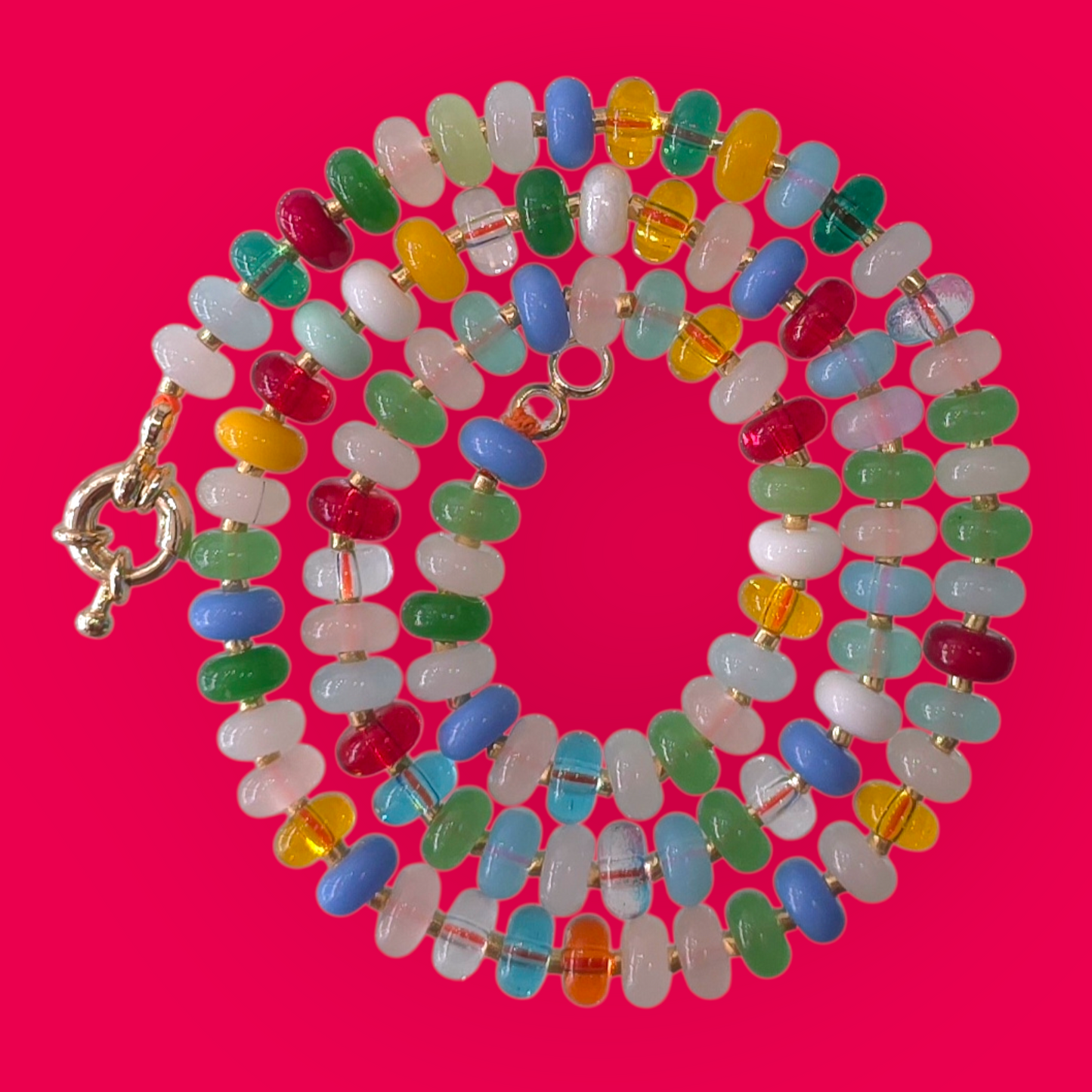 Glass Beads Colorful Candy Necklace