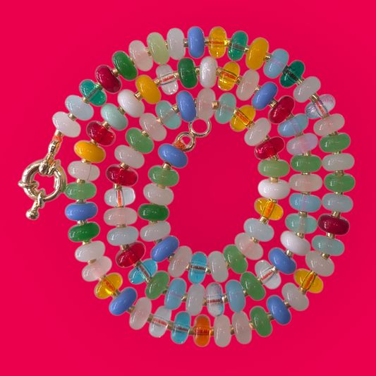 Glass Beads Colorful Candy Necklace