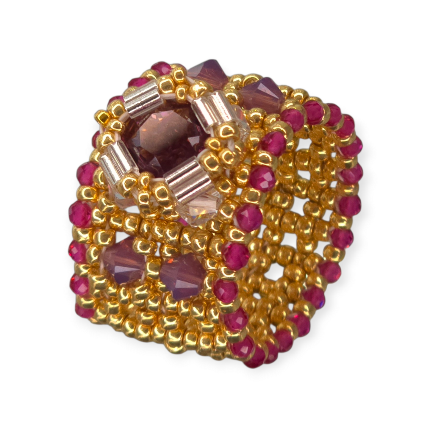 Beaded Swarovski Band Ring