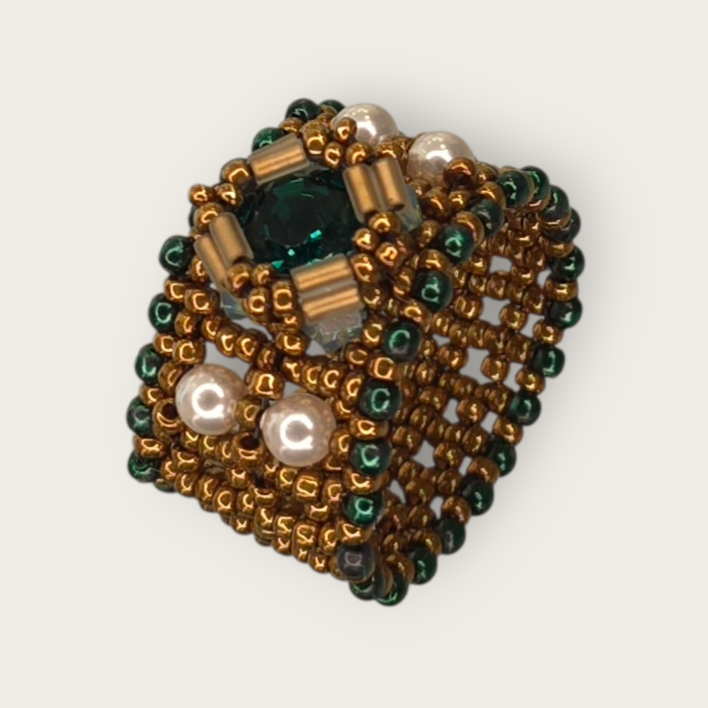 Beaded Swarovski Band Ring