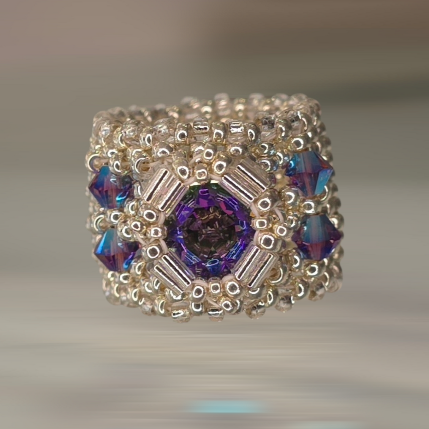 Beaded Swarovski Band Ring