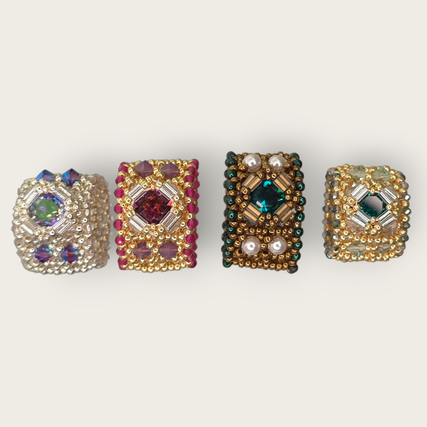 Beaded Swarovski Band Ring