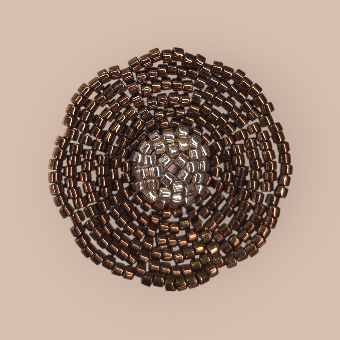 Beaded Bronze Flower Brooch Pin