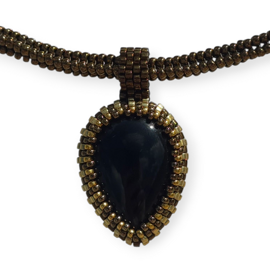 BLACK OBSIDIAN DROP PENDANT