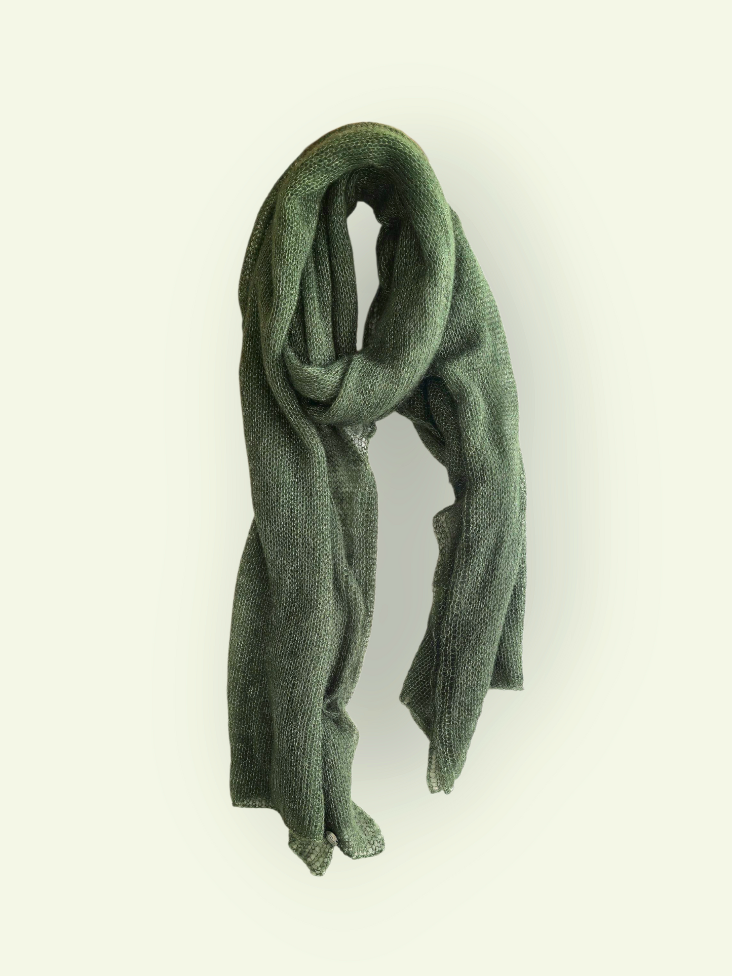 Großer, langer Strickschal aus Seidenmohair / Dunkelgrün