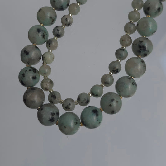 Natural Sesame Kiwi Jasper Necklace | Handmade Gemstone Bead Necklace