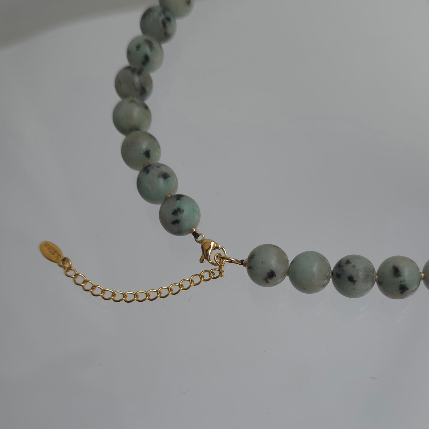 Natural Sesame Kiwi Jasper Necklace | Handmade Gemstone Bead Necklace