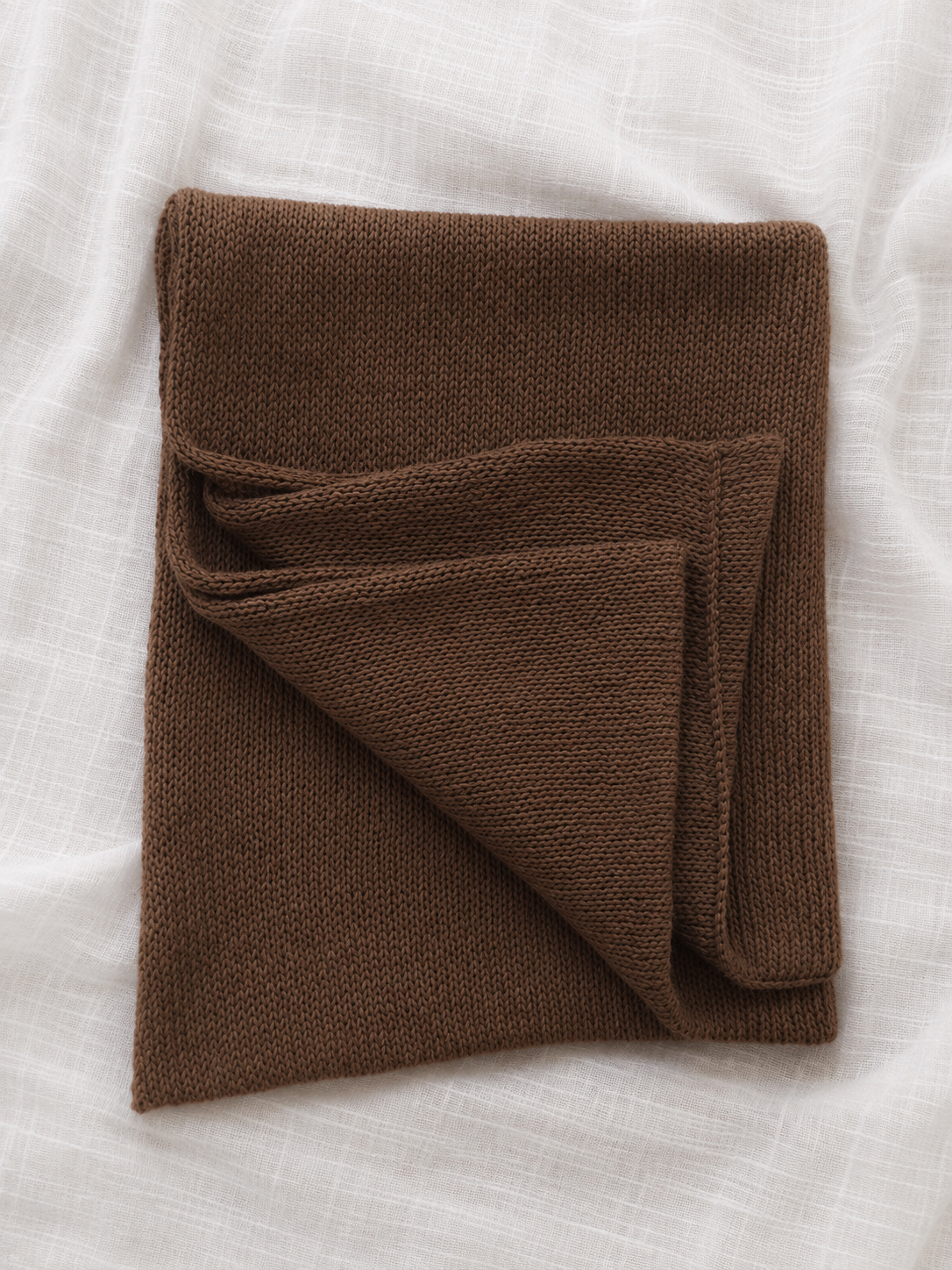 Folded Cocoa Brown 100% linen Infinity scarf