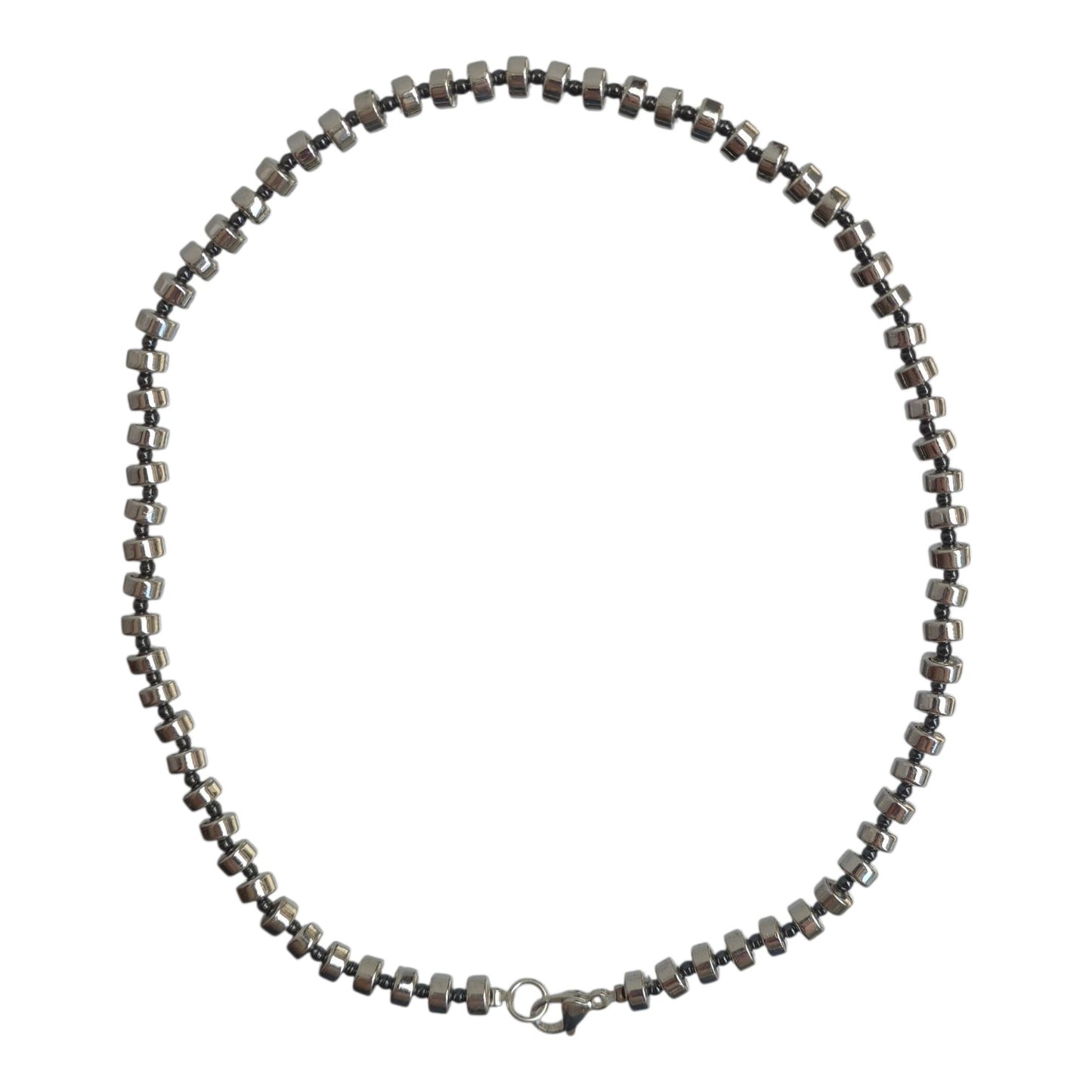 Minimalist Geometric Hematite Stone Necklace