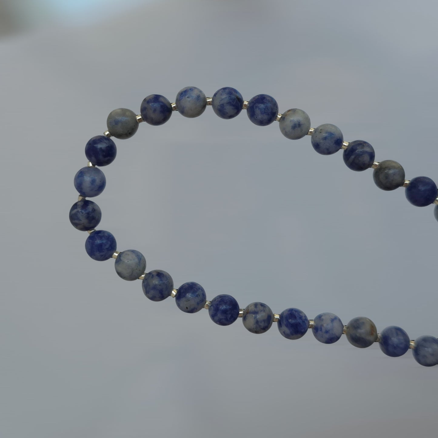 Cosmic Sodalite Beaded Necklace – Minimalist Blue Stone Collarbone Chain