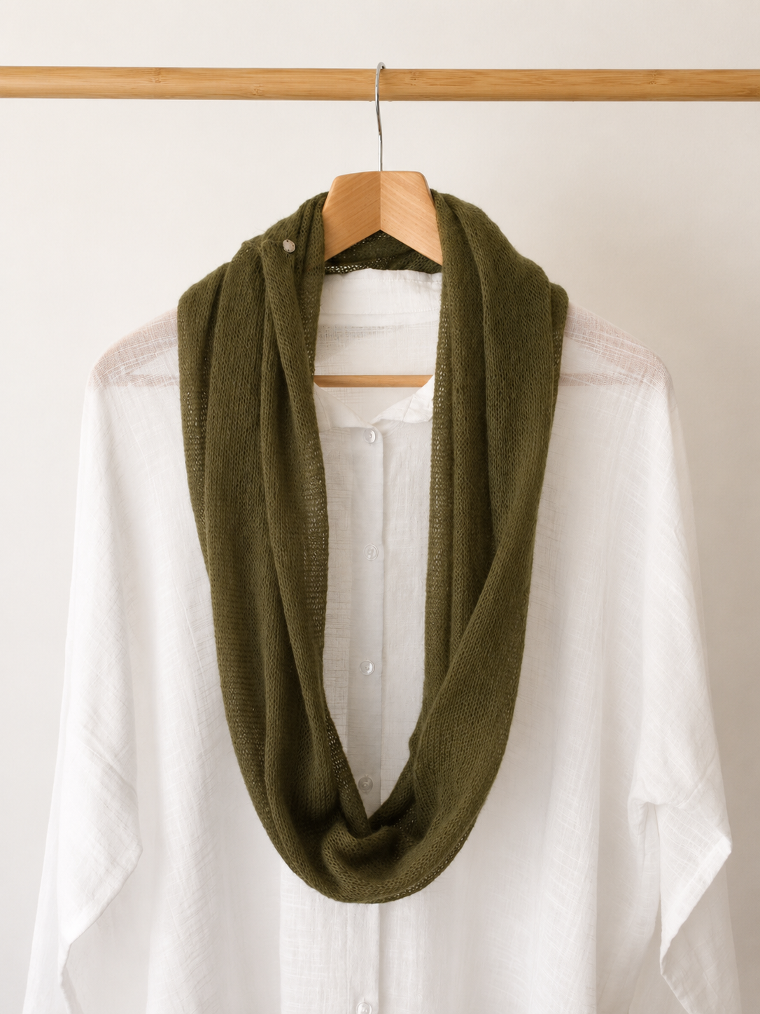 Olive Grove Infinity Scarf - Lightweight Mohair Blend Loop Scarf