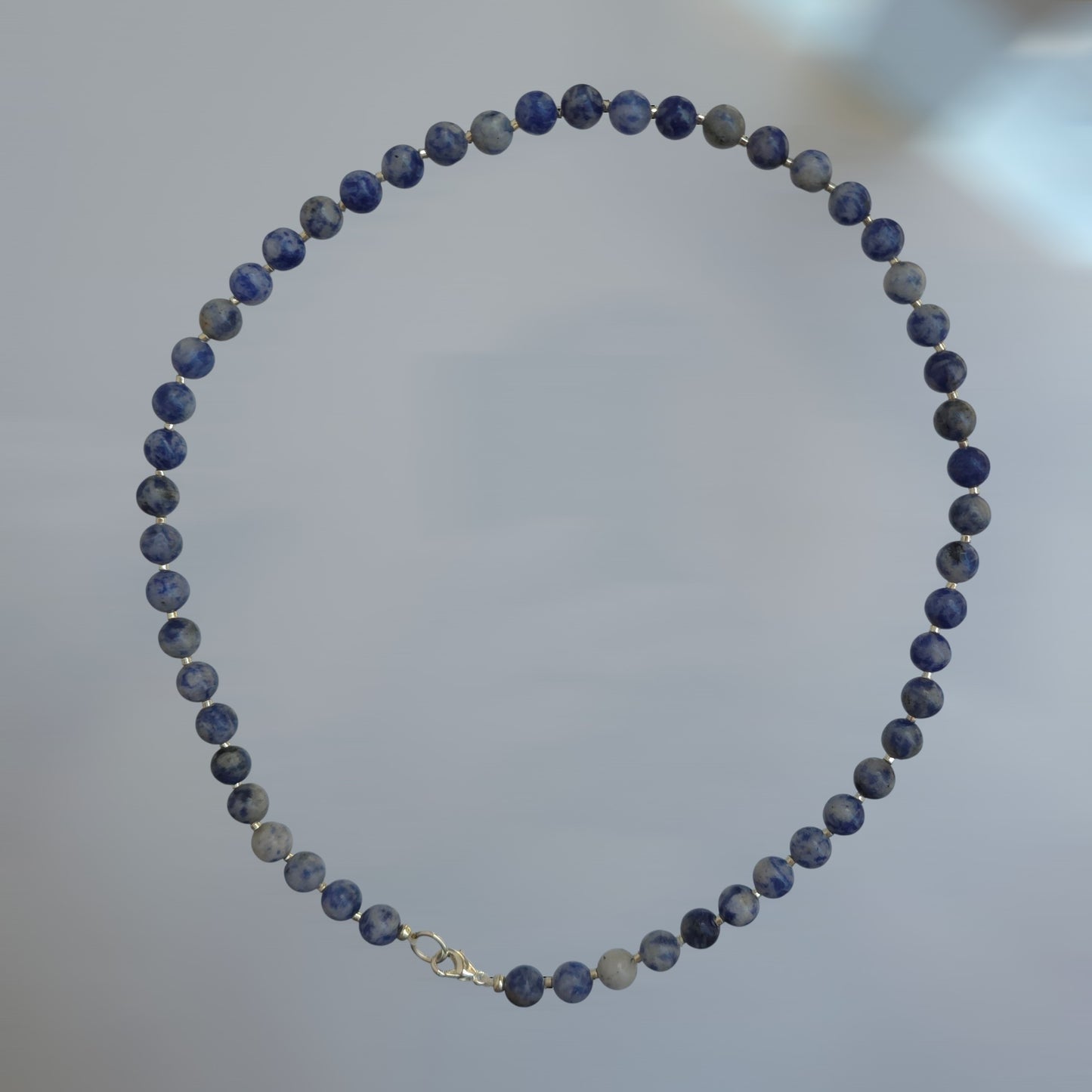 Cosmic Sodalite Beaded Necklace – Minimalist Blue Stone Collarbone Chain