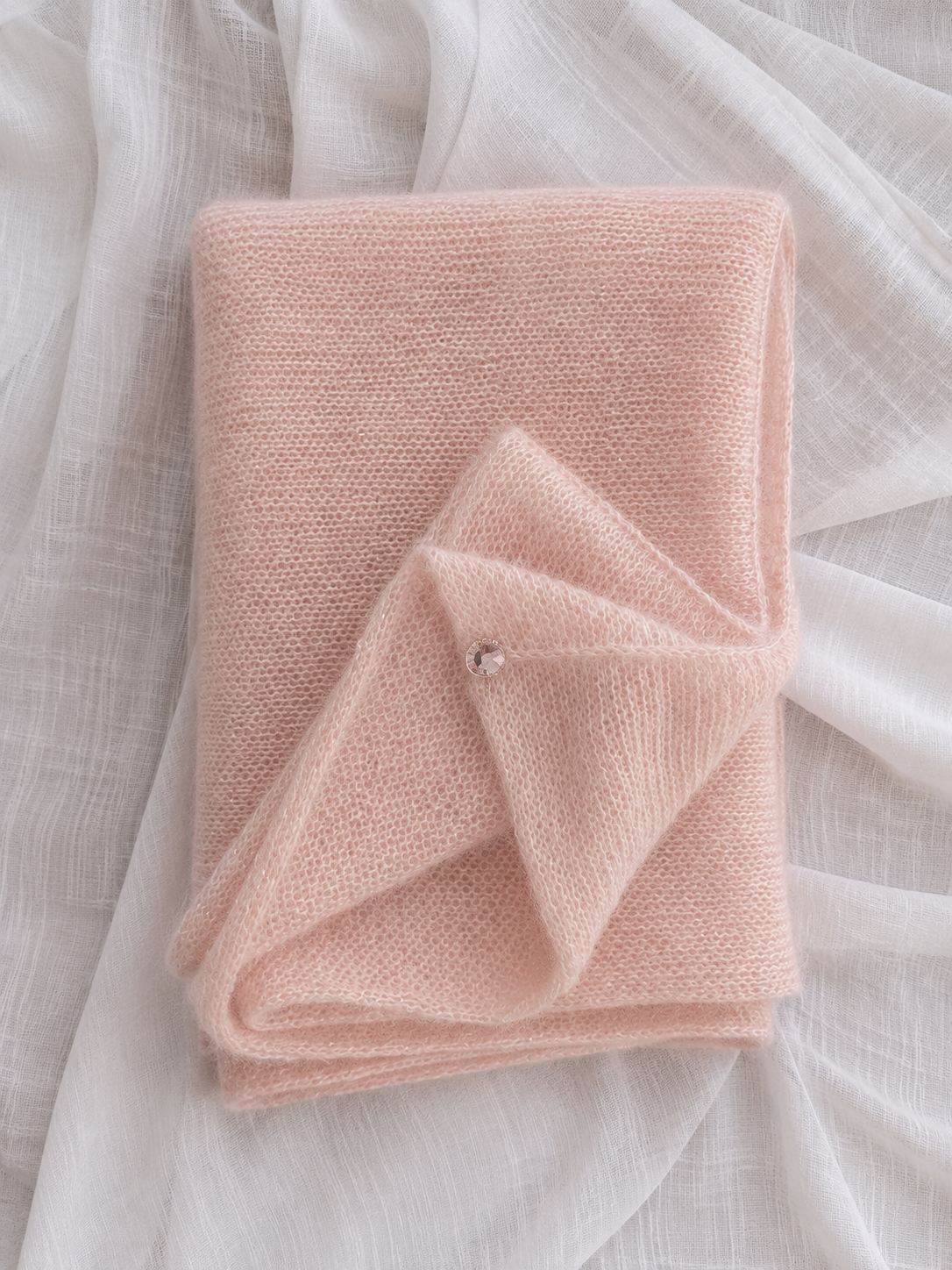 Crystal detail on the Blush Pink Infinity Scarf.