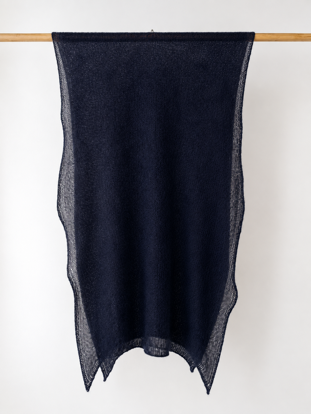 Full view of the Midnight Navy Silk Mohair Shawl.