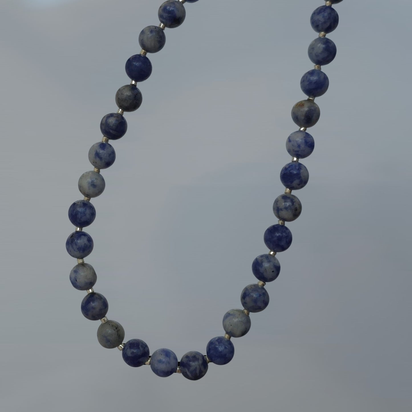 Cosmic Sodalite Beaded Necklace – Minimalist Blue Stone Collarbone Chain