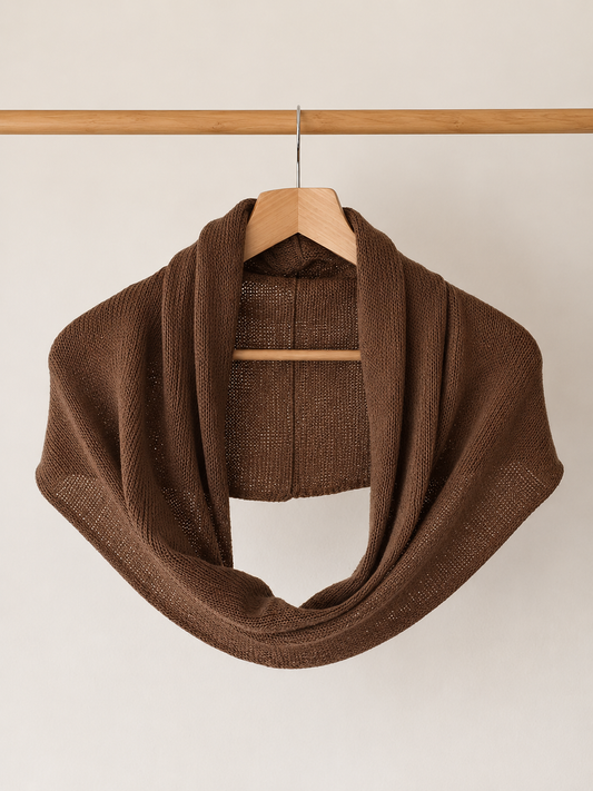 Cocoa Brown 100% linen Infinity loop scarf handmade in Lithuania