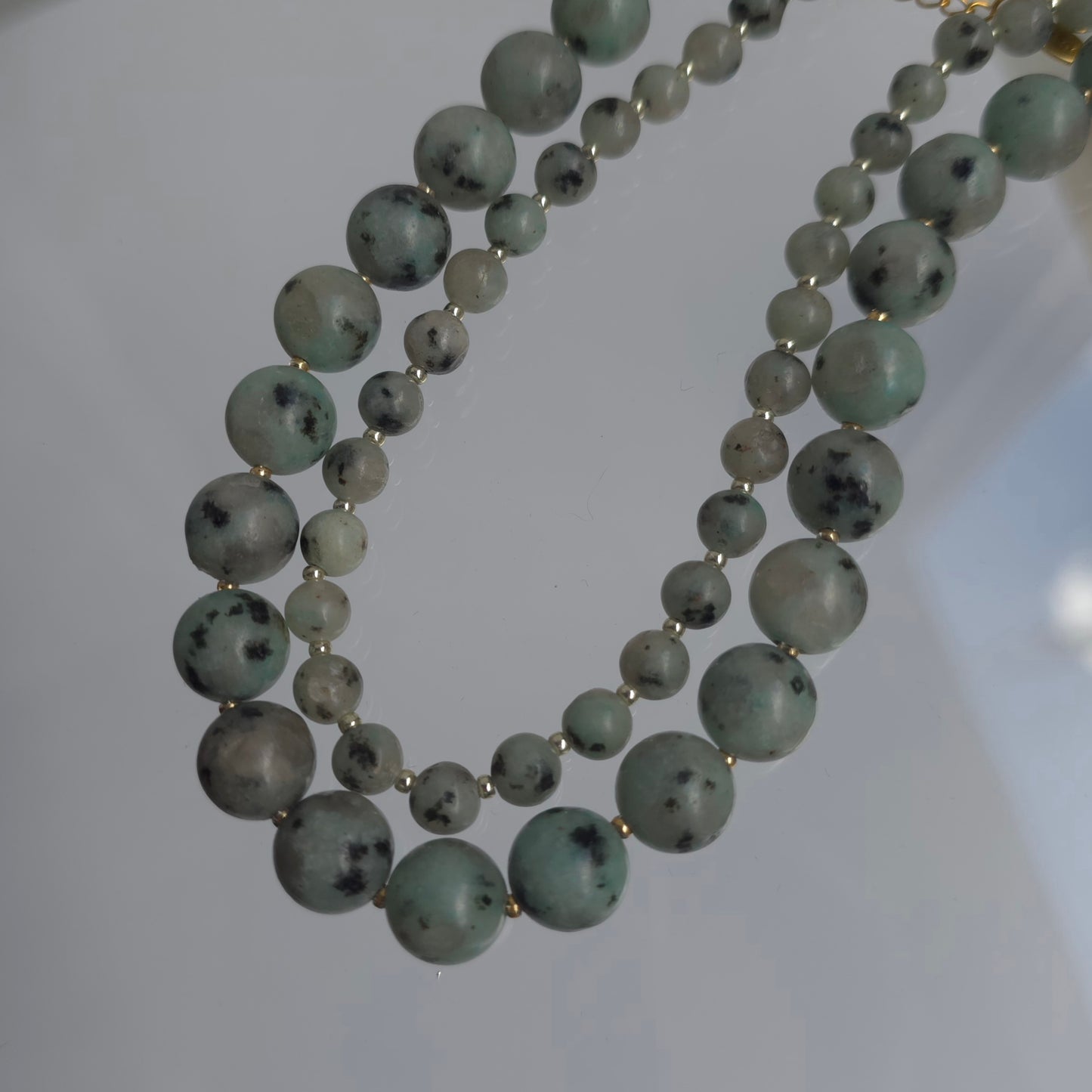 Natural Sesame Kiwi Jasper Necklace | Handmade Gemstone Bead Necklace