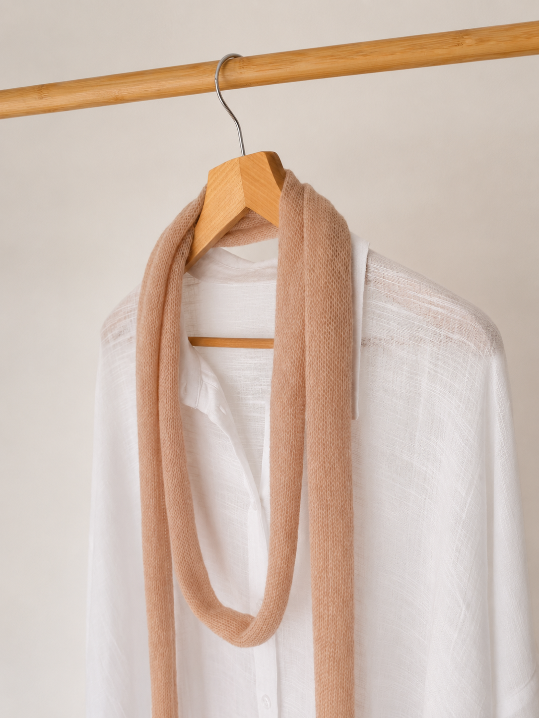 Blush Sand scarf photographed at a 45-degree angle