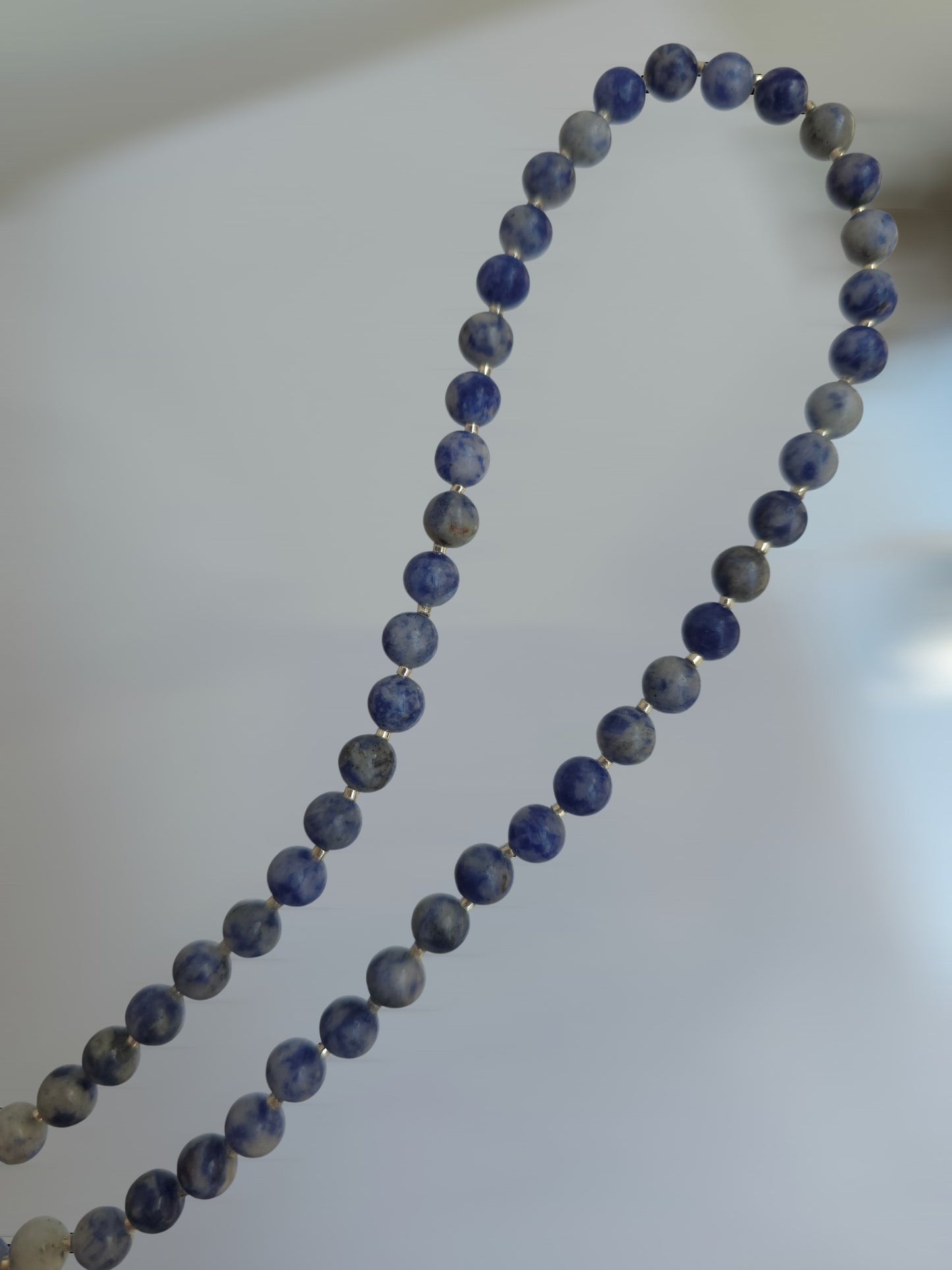 Cosmic Sodalite Beaded Necklace – Minimalist Blue Stone Collarbone Chain