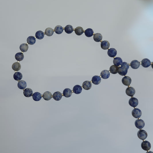 Cosmic Sodalite Beaded Necklace – Minimalist Blue Stone Collarbone Chain