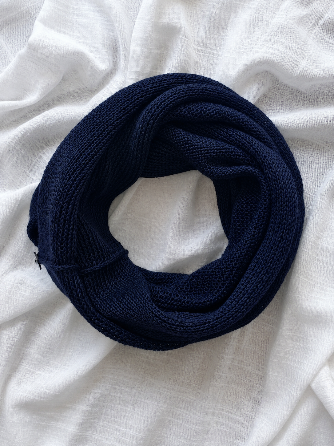 Rolled Deep Navy handmade linen loop scarf