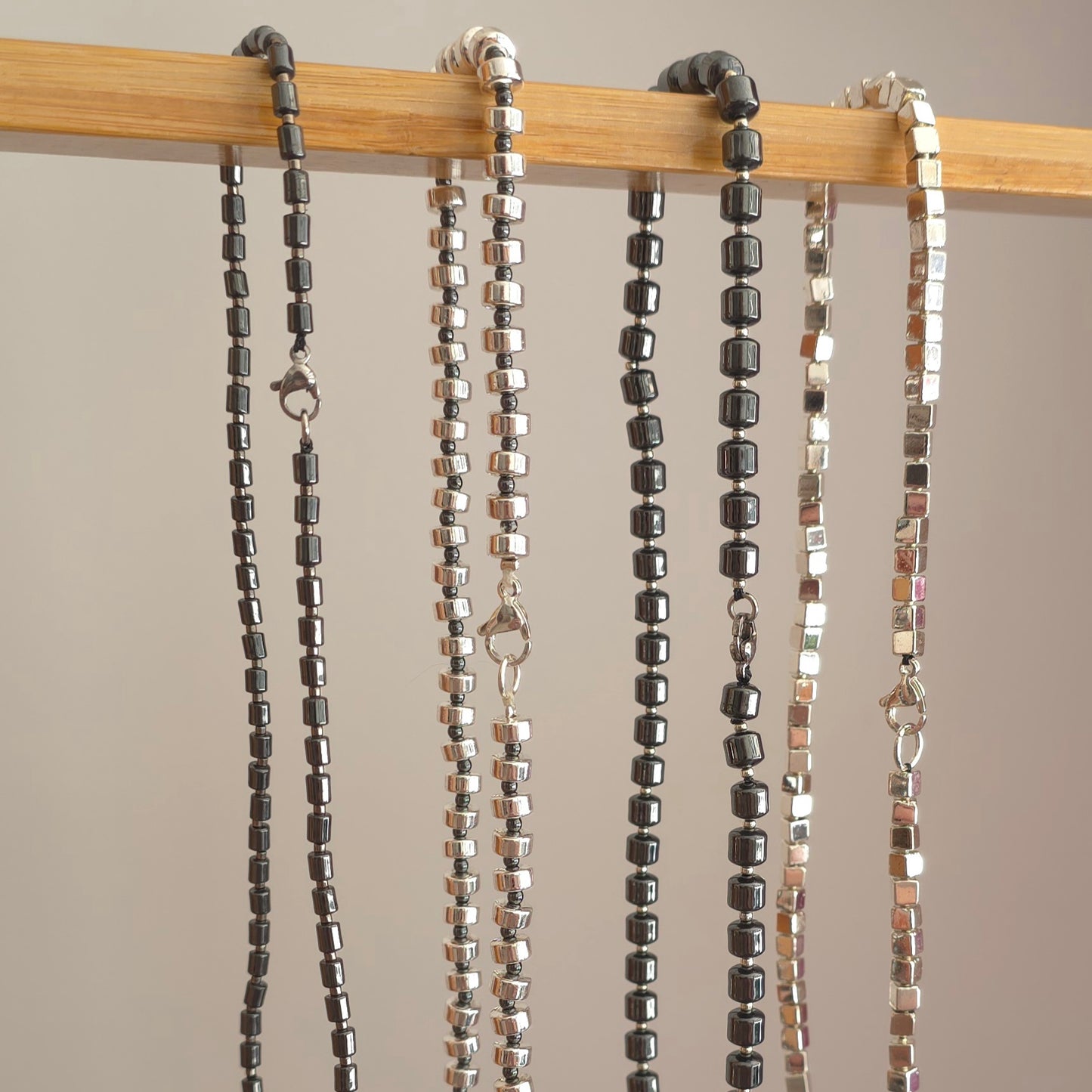 Minimalist Geometric Hematite Stone Necklace