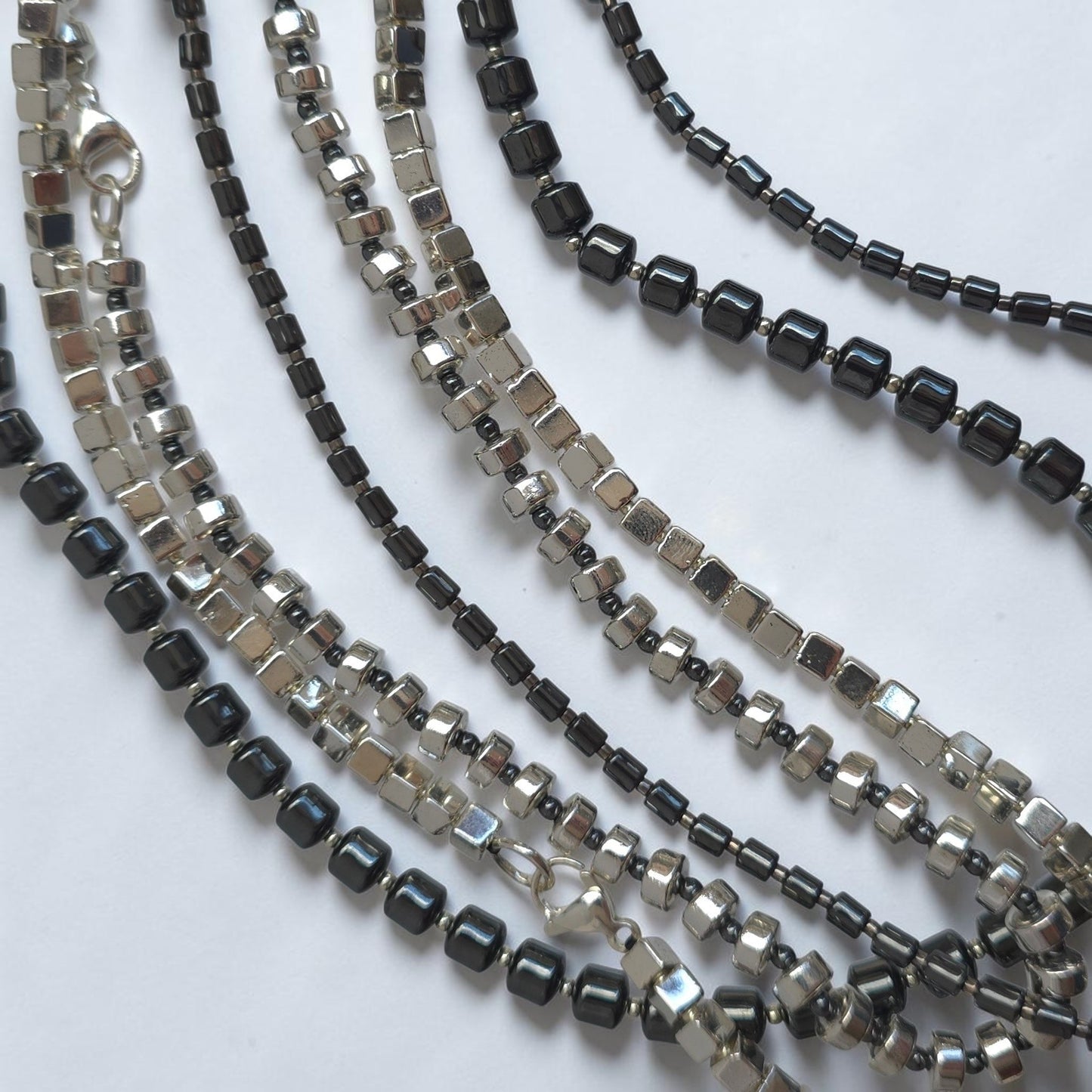 Minimalist Geometric Hematite Stone Necklace