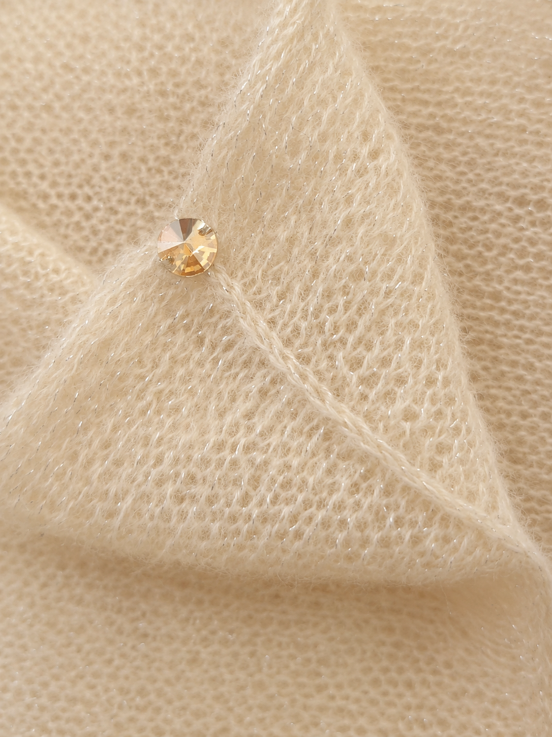 Crystal detail on the Light Champagne Infinity Scarf.